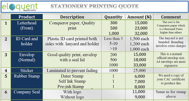 letterhead stationery-printing-quote-nigeria