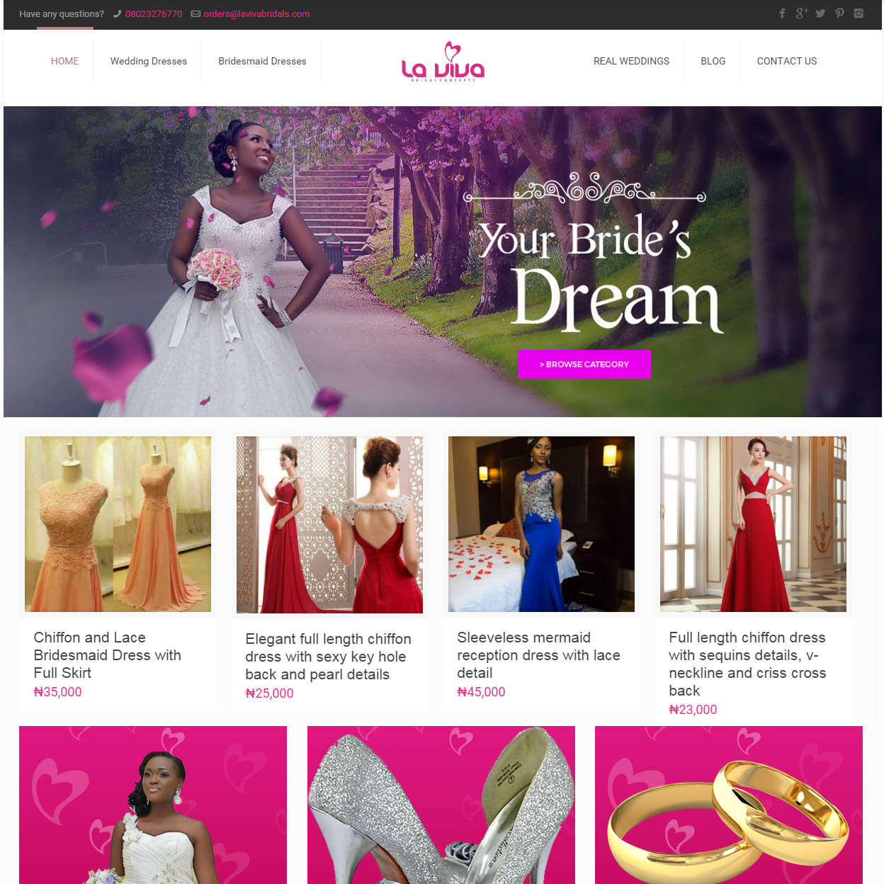 Bridal ears ebsite designer in Lagos nigeria